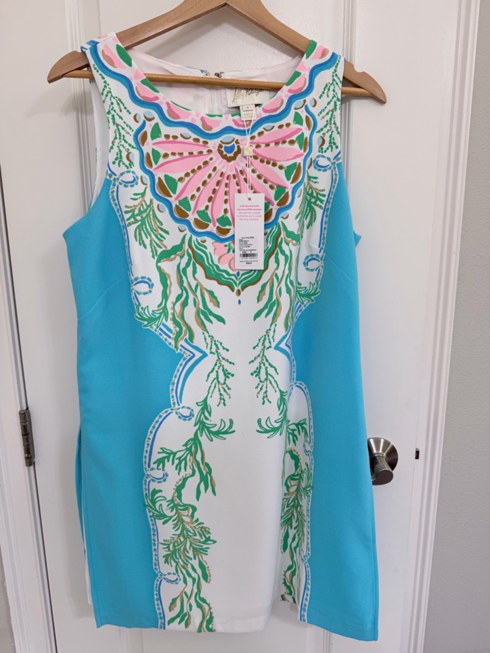Lilly Pulitzer Turquoise, White & Pink Printed Sleeveless Sheath Dress